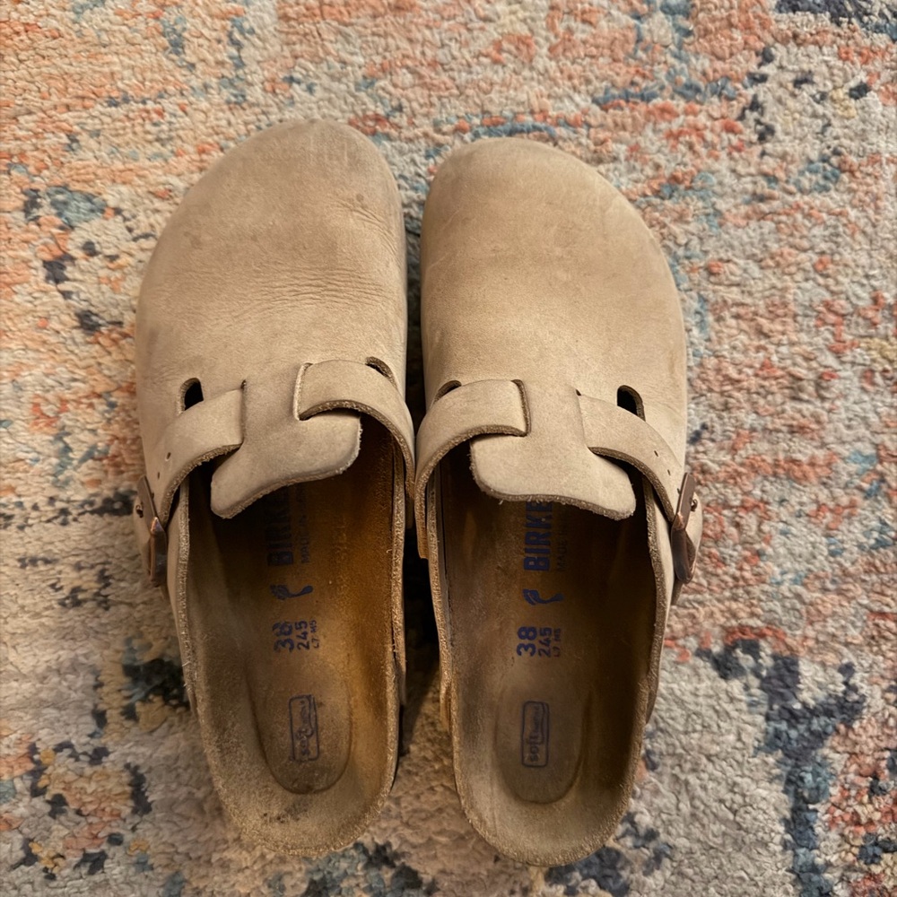 Birkenstock Light Brown Suede Clogs